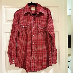 Dee Cee Shirt VTG Plaid Sawtooth Western Sz M 60s Cobain Grunge Red Chri…